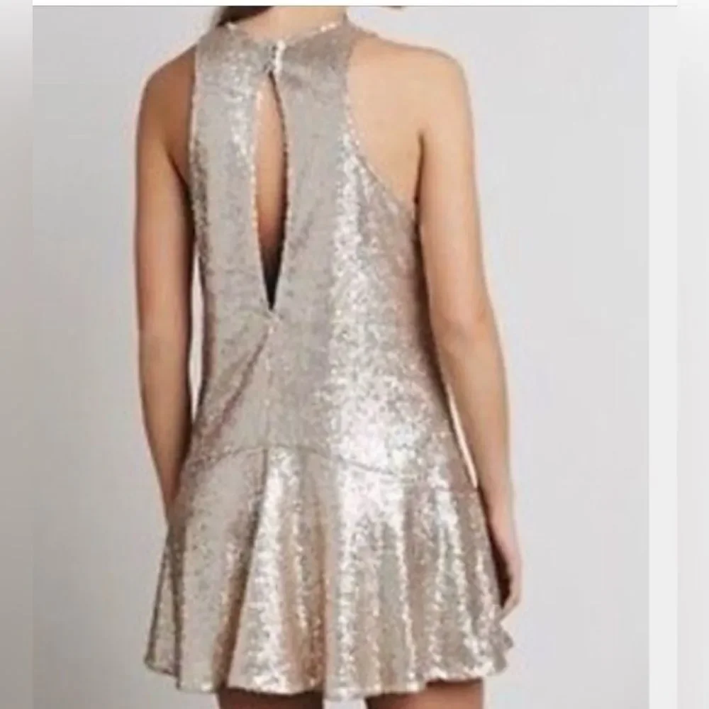 Free People Gold Sequin Mini Dress Small